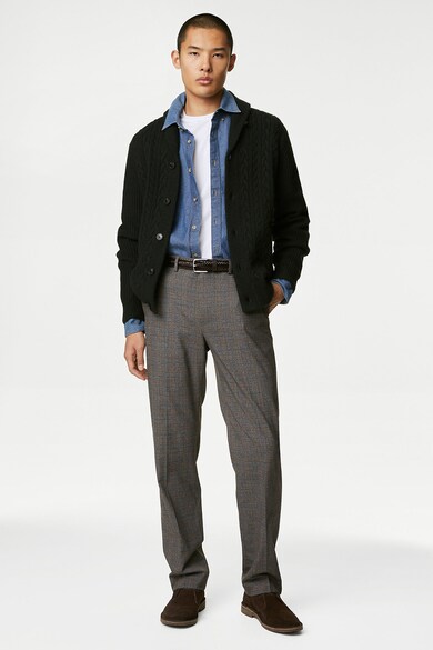 Marks & Spencer Плетена жилетка с джбове встрани Мъже