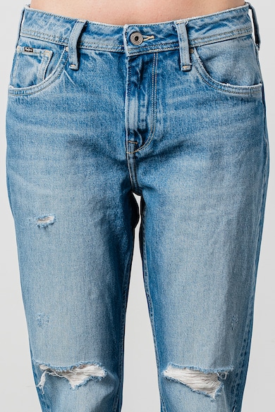 Pepe Jeans London Blugi cu talie joasa si detalii cu aspect deteriorat Femei