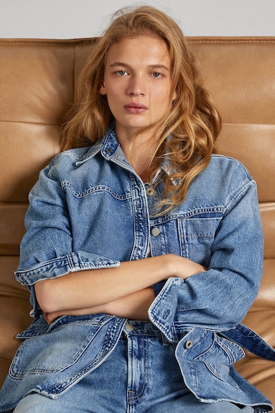 Pepe Jeans London Mandy koptatott hatású farmerdzseki női