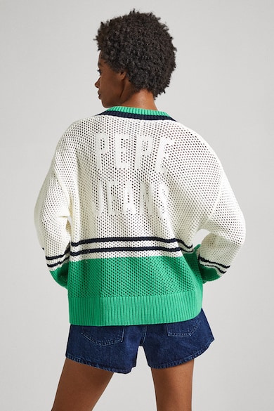 Pepe Jeans London Bő fazonú perforált pulóver női