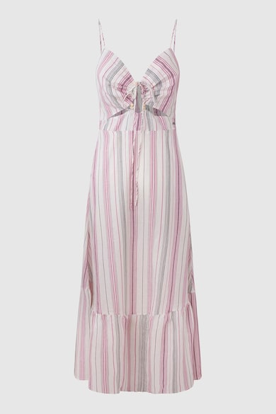 Pepe Jeans London Разкроена рокля с лен на райе Жени
