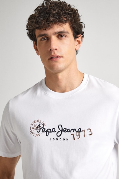 Pepe Jeans London Тениска с овално деколте и лого Мъже
