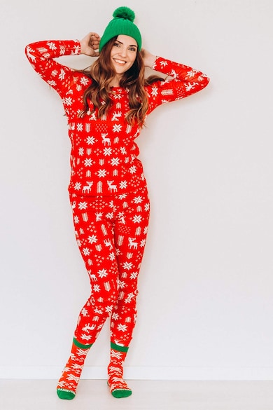 FAMILYSTA® Pijama lunga cu tematica de Craciun Femei