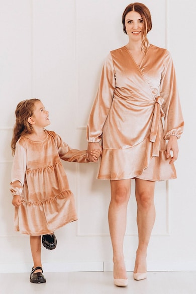 FAMILYSTA® Кадифена рокля с овално деколте Момичета
