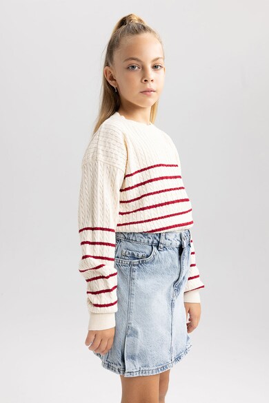 DeFacto Csavart kötésmintás pulóver csíkos mintával Lány