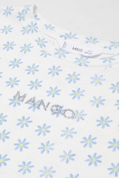Mango Памучна тениска Mangofi с бродирано лого Момичета