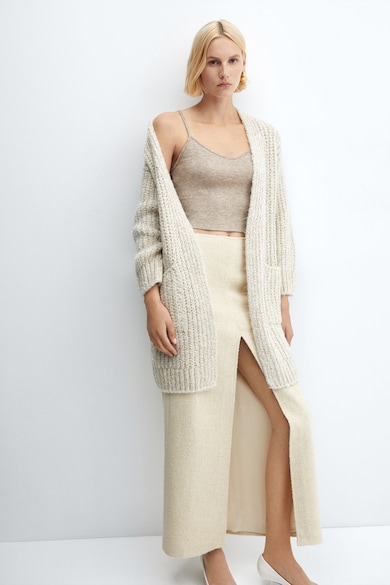 Mango Cardigan supradimensionat cu buzunare aplicate Golden Femei