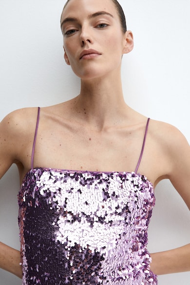 Mango Xtear szögletes nyakú flitteres miniruha női
