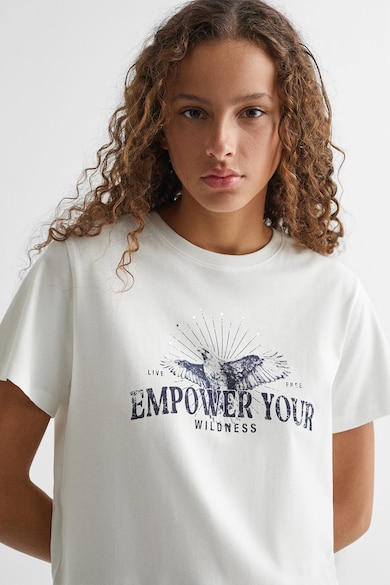Mango Памучна тениска с щампа Момичета