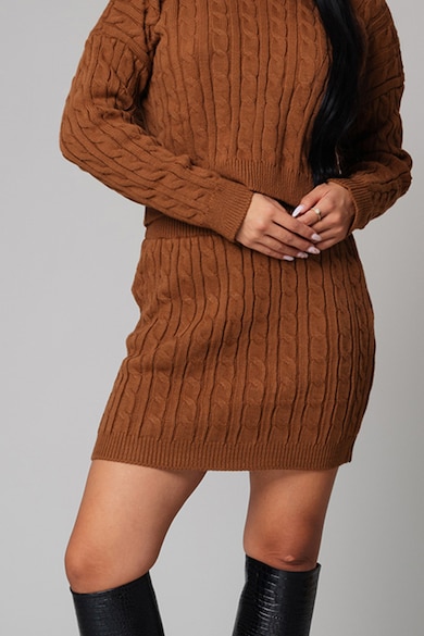 uFIT Csavart kötésmintás pulóver és szoknya szett női
