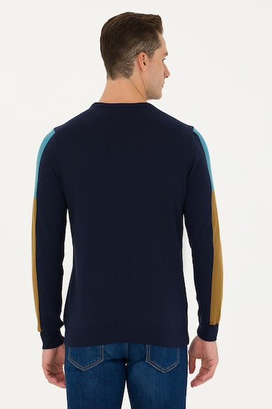 U.S. Polo Assn. Finomkötött pulóver kontrasztos oldalcsíkokkal férfi