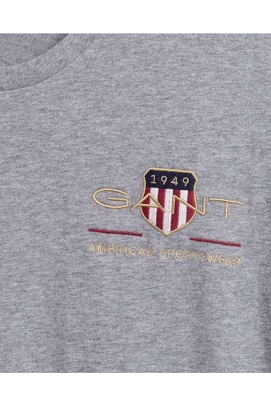 Gant Памучна тениска с овално деколте и бродирано лого Мъже