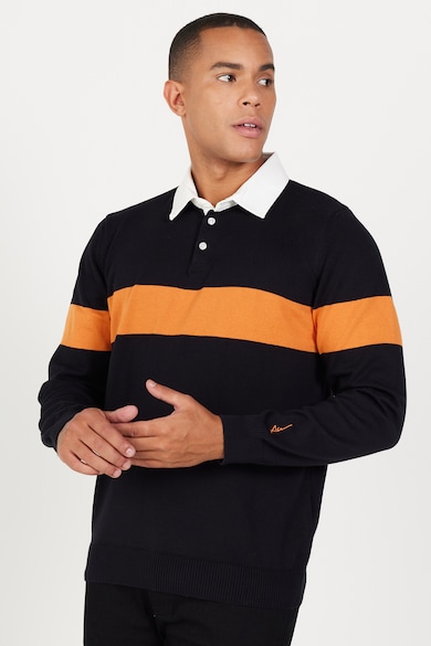 AC&Co Colorblock dizájnos pulóver gallérral férfi