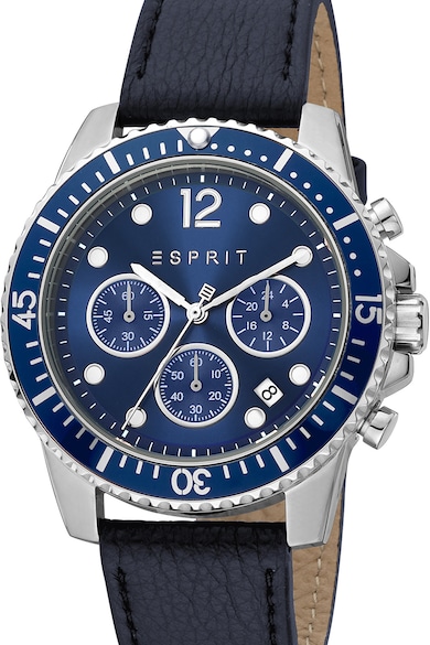 Esprit Часовник от неръждаема стомана с кожена каишка Мъже