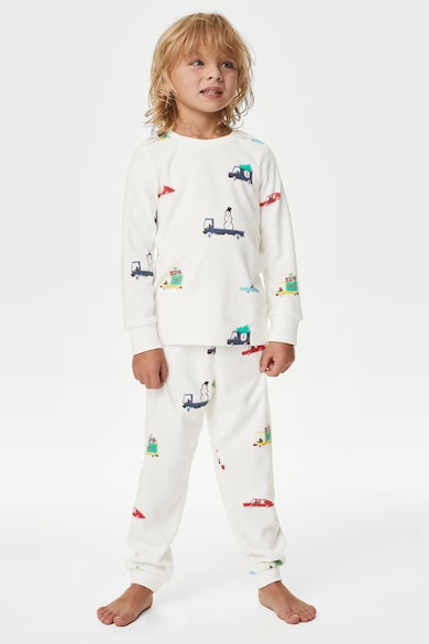 Marks & Spencer Pijama din material fleece cu model cu tematica de Craciun Baieti