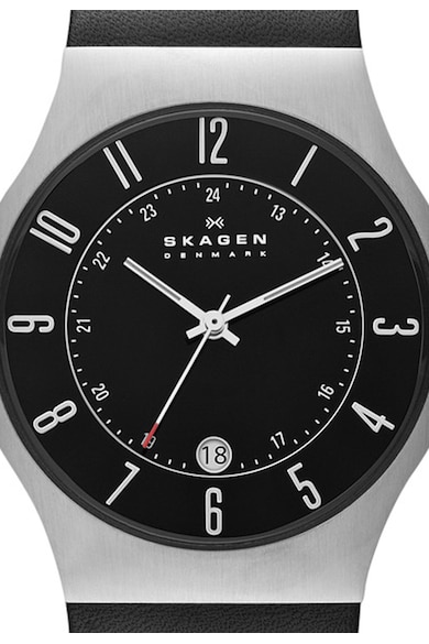 Skagen Ceas negru cu argintiu Grenen Barbati