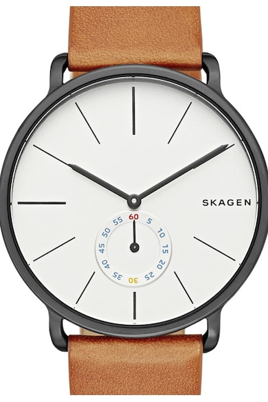 Skagen Ceas maro caramel cu negru si cu o curea de piele Hagen Barbati