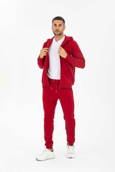 Red, White and Blue Dusty egyszínű cipzáros pulóver kapucnival férfi