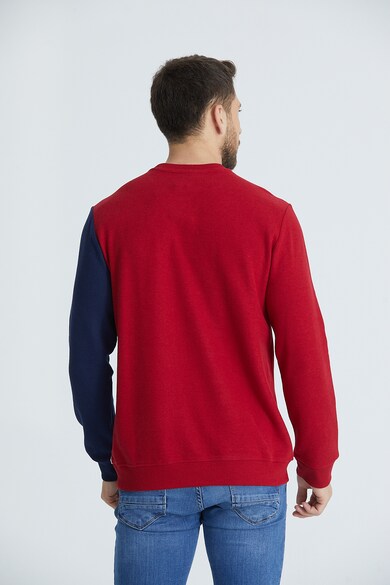 Red, White and Blue Fiesta colorblock dizájnos kerek nyakú pulóver férfi