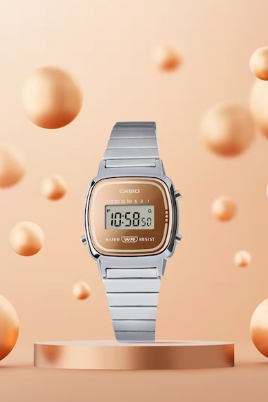 Casio Ceas digital cu bratara de otel inoxidabil Femei