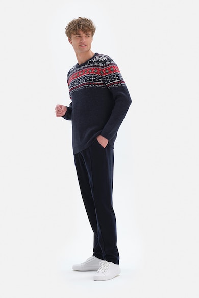 DAGI Karácsonyi mintás kerek nyakú pulóver férfi
