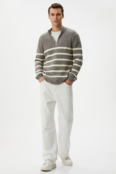 KOTON Раиран пуловер с къс цип Мъже