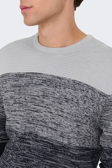 Only & Sons Colorblock dizájnos kerek nyakú pulóver férfi