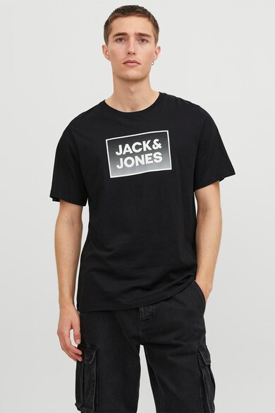 Jack & Jones Tricou cu imprimeu logo si decolteu la baza gatului Steel Barbati