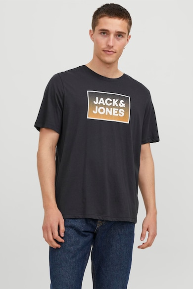 Jack & Jones Tricou cu imprimeu logo si decolteu la baza gatului Steel Barbati