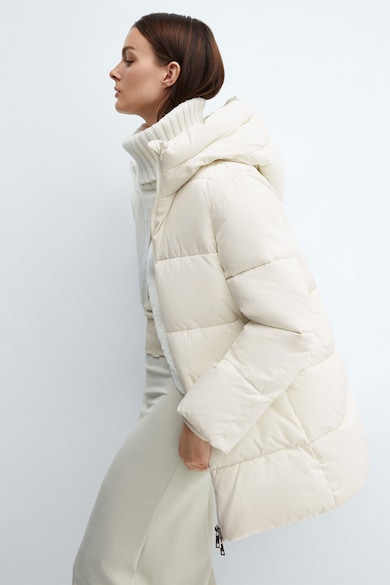 Mango Tokyo kapucnis egyszínű télikabát női