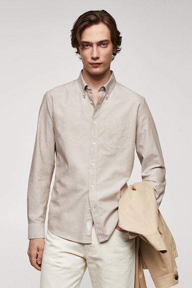 Mango Памучна риза Oxford с джоб Мъже