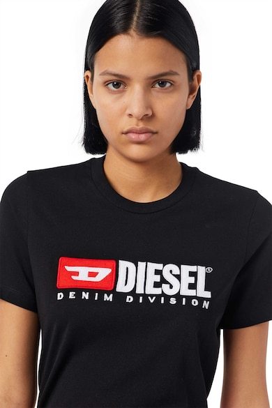 Diesel Tricou cu decolteu la baza gatului si logo Femei