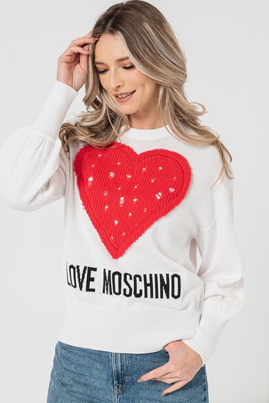 Love Moschino Pulóver szív alakú rátéttel női