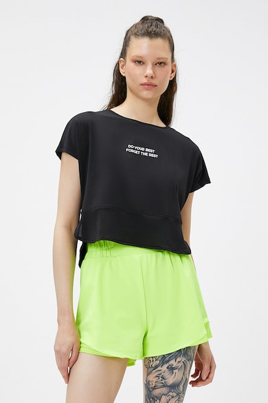 KOTON Bő fazonú crop póló feliratos mintával női