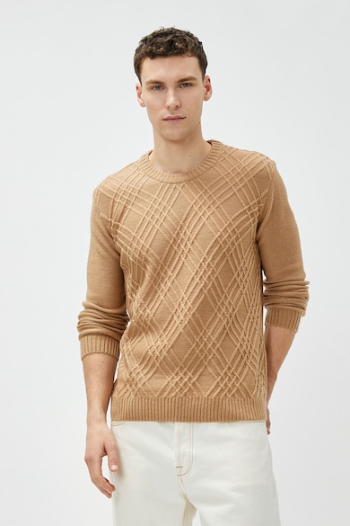 KOTON Kerek nyakú texturált pulóver férfi