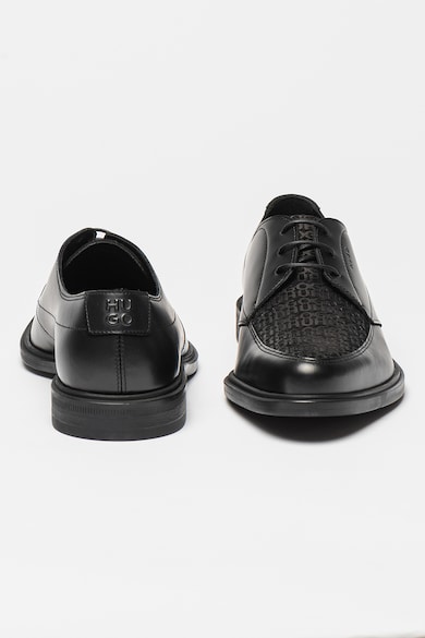 HUGO Pantofi derby de piele cu imprimeu logo Barbati