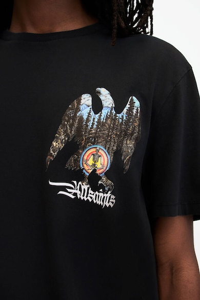 AllSaints Tricou cu decolteu la baza gatului si imprimeu Eagle Mountain Barbati