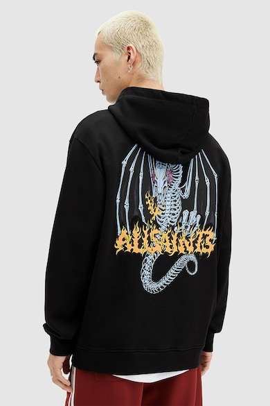 AllSaints Dragon Skull kapucnis pulóver mintával férfi