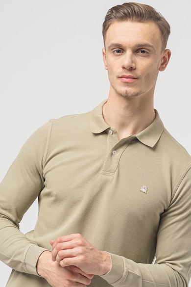 United Colors of Benetton Памучна блуза с яка и лого Мъже