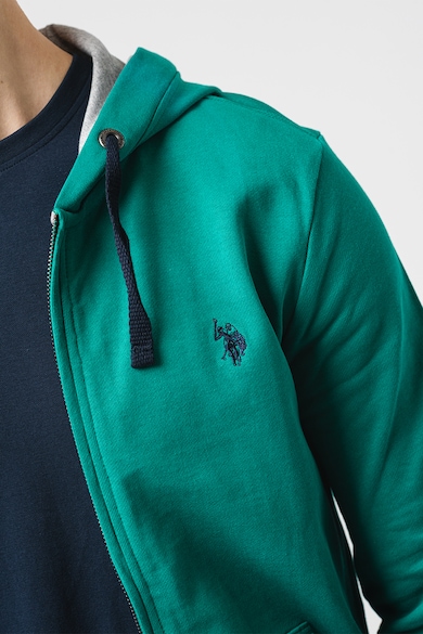 U.S. Polo Assn. Cipzáros pulóver kapucnival és hímzett logóval férfi