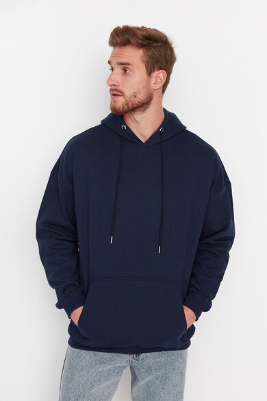 Trendyol Bő fazonú kapucnis pulóver mintával a hátrészén férfi