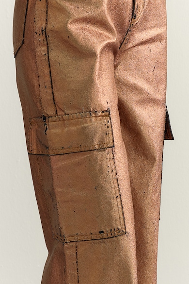 Trendyol Pantaloni cargo cu croiala ampla si aspect metalizat Femei