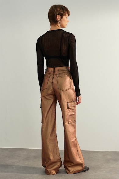 Trendyol Панталон с широк крачол и метализиран ефект Жени