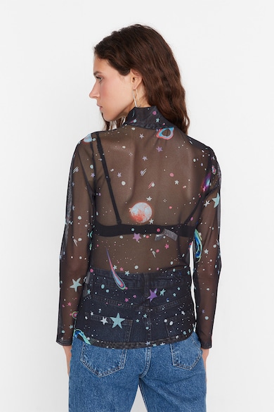 Trendyol Мрежеста блуза с космическа шарка Жени