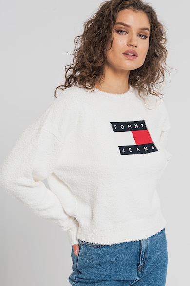 Tommy Jeans Мъхест пуловер с лого Жени