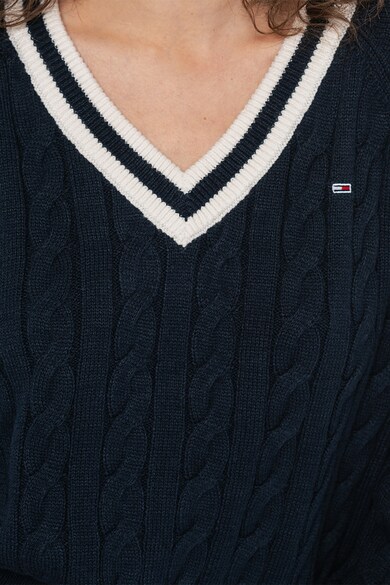 Tommy Jeans V-nyakú csavart kötésmintás pulóver női