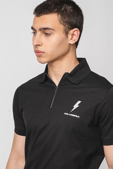 Karl Lagerfeld Tricou polo cu fermoar scurt Barbati