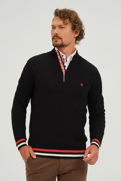 Giorgio di Mare Texturált pulóver cipzáros hasítékkal férfi