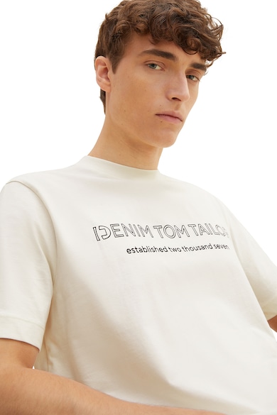 Tom Tailor Tricou cu decolteu la baza gatului si imprimeu text Barbati