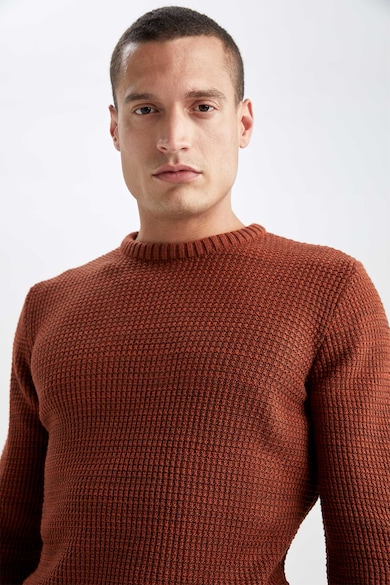 DeFacto Kerek nyakú texturált pulóver férfi